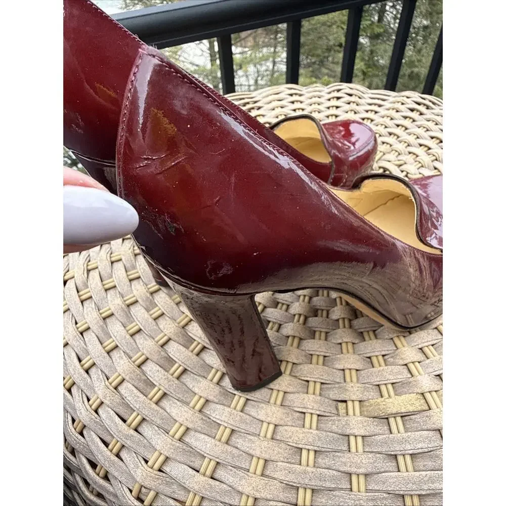 Kate Spade Burgundy Leather Heels Made In Italy 9 US Platform Pump Retro 40s